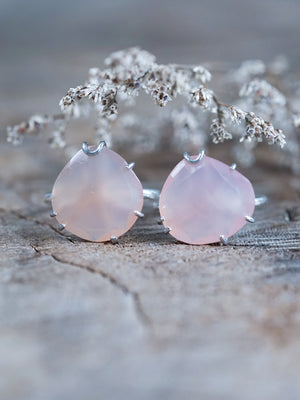 Rose Quartz Engagement Rings in Sterling Silver