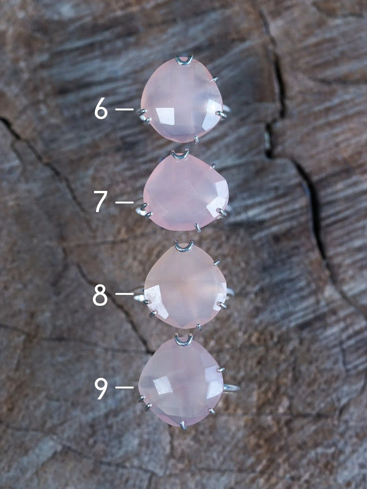 Rose Quartz Rings in Sterling Silver