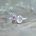 Rose Quartz, Ruby, and Pink Sapphire Ring in Silver