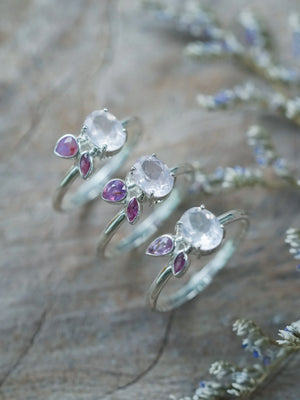 Rose Quartz, Ruby, and Pink Sapphire Rings in Sterling Silver