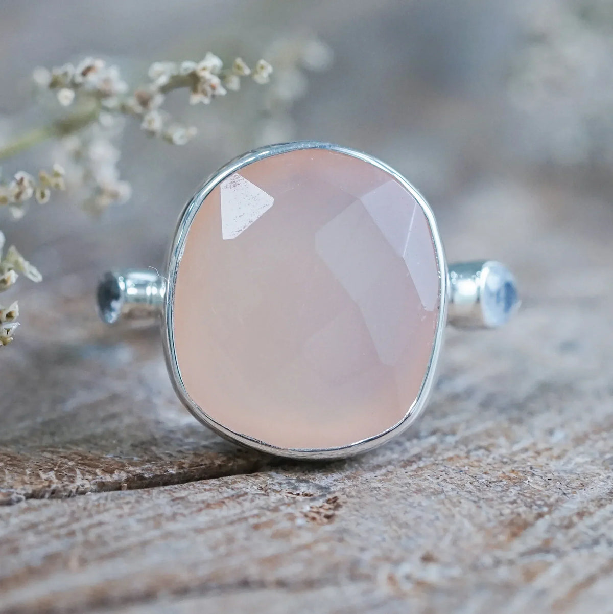 Rose Quartz and Moonstone Ring