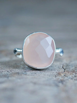 Rose Quartz and Moonstone Ring in Silver