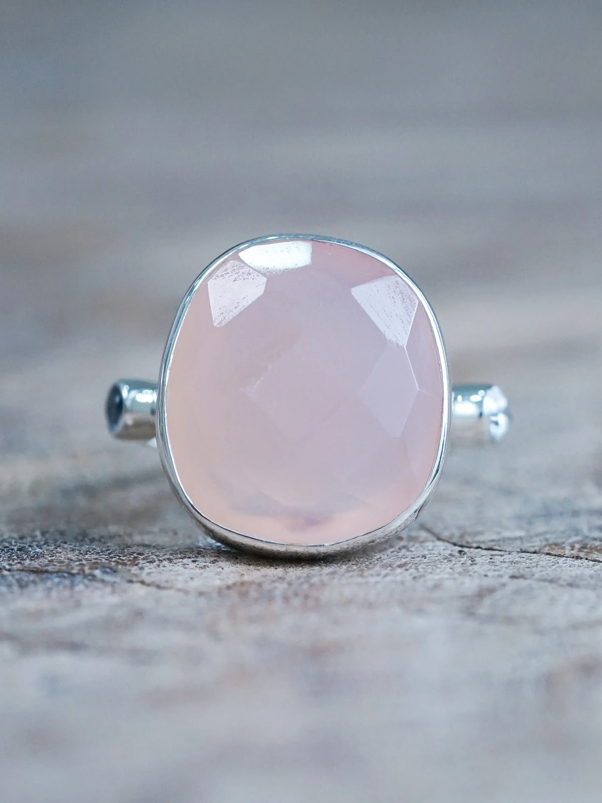 Rose Quartz and Moonstone Ring in Sterling Silver