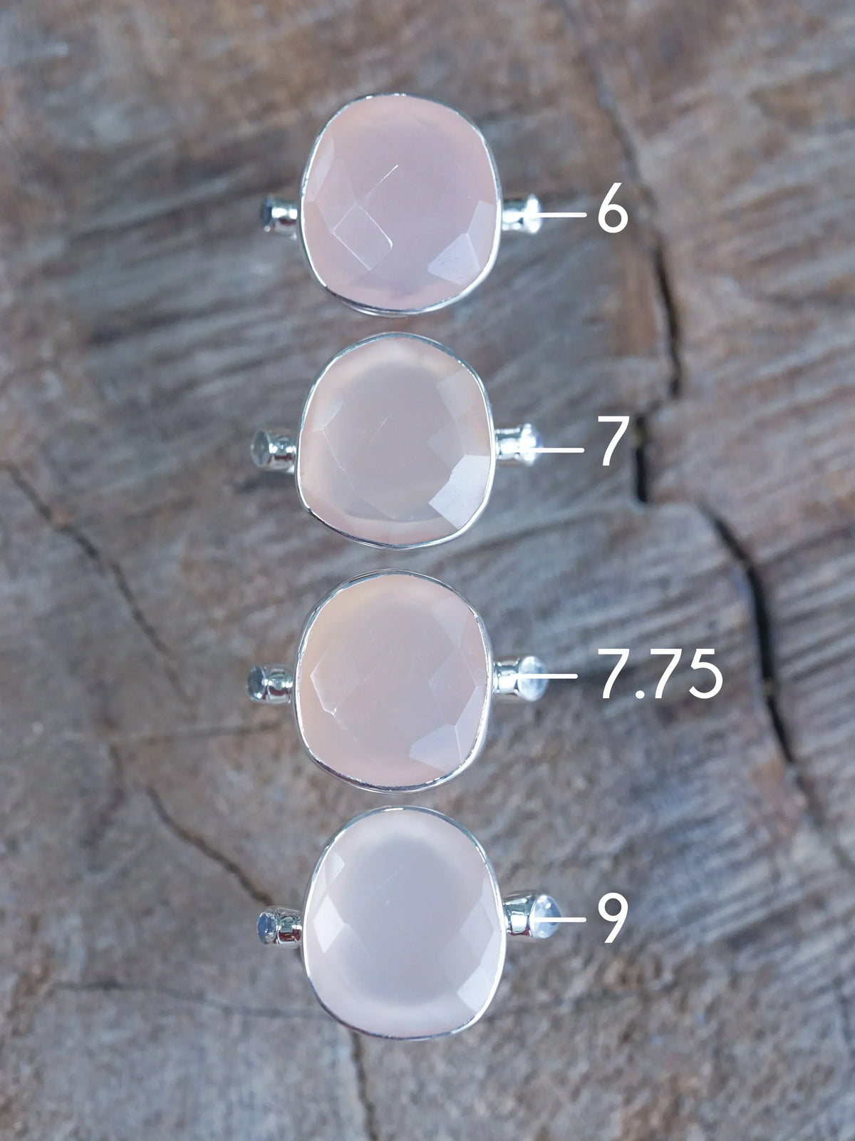 Rose Quartz and Moonstone Rings