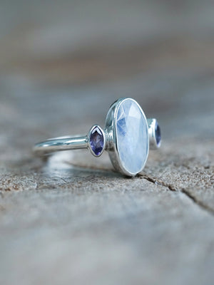 Moonstone and Amethyst Ring