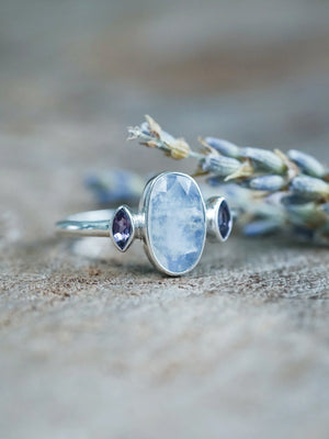 Moonstone and Amethyst Ring
