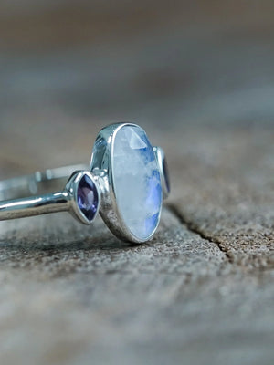 Moonstone and Amethyst Ring