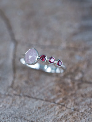 Rose Cut Sapphire and Garnet Ring - size 4.5