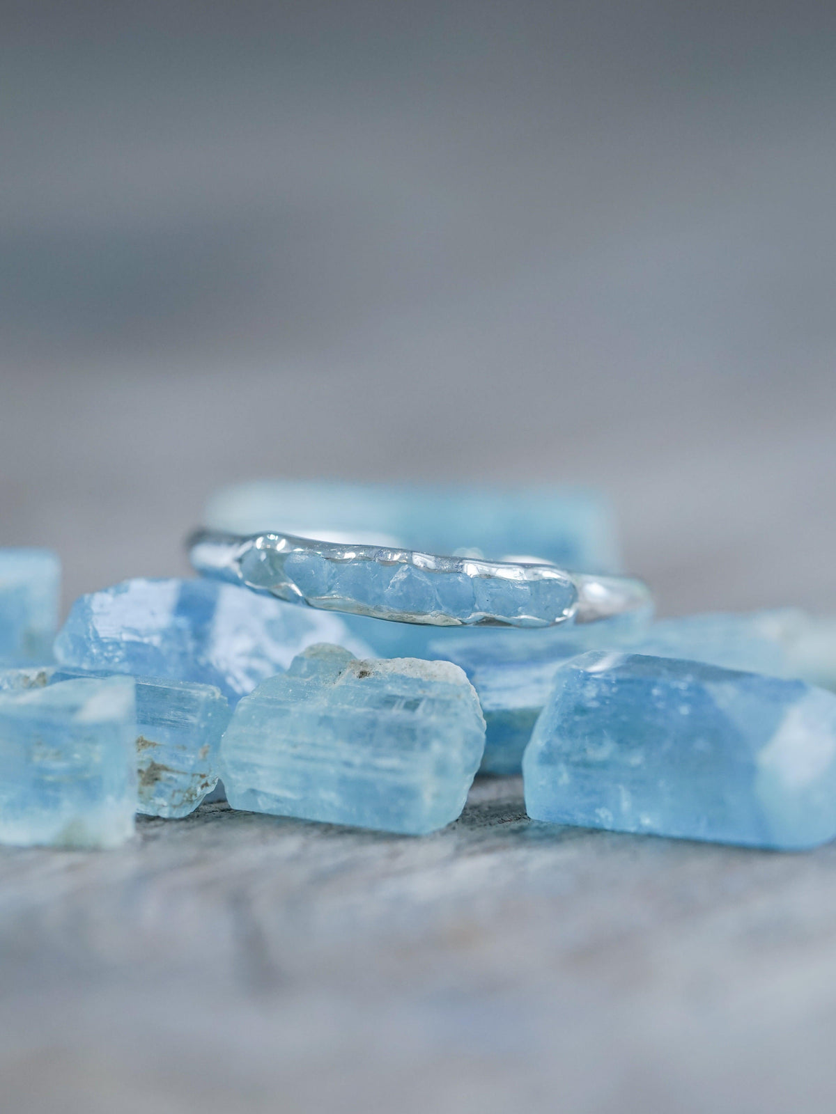 Rough Aquamarine Ring with Hidden Gems - Gardens of the Sun | Ethical Jewelry