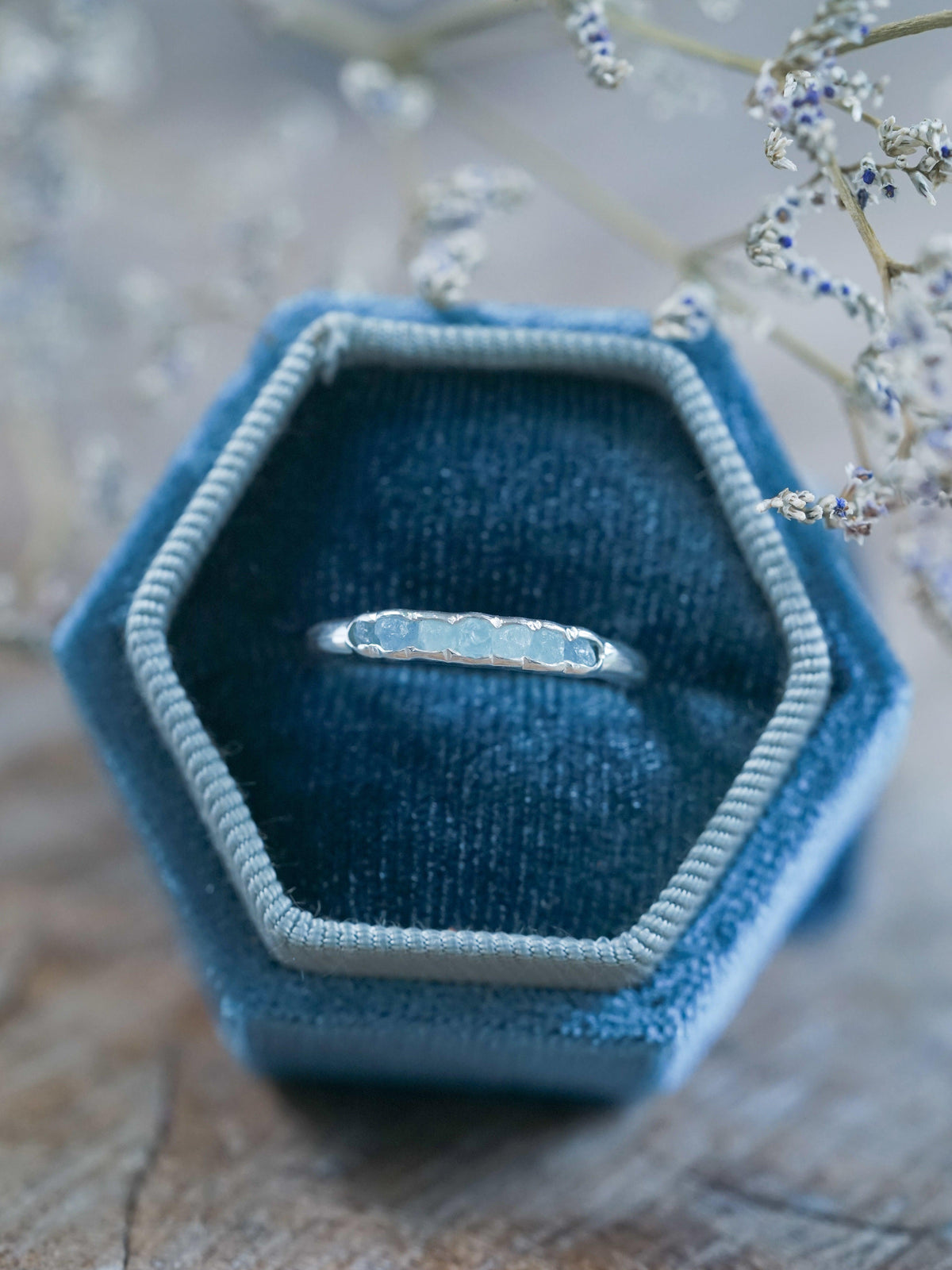 Rough Aquamarine Ring with Hidden Gems - Gardens of the Sun | Ethical Jewelry