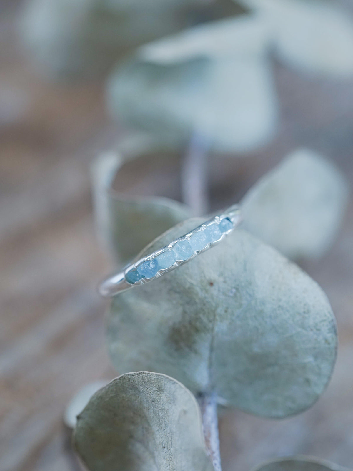 Rough Aquamarine Ring with Hidden Gems - Gardens of the Sun | Ethical Jewelry