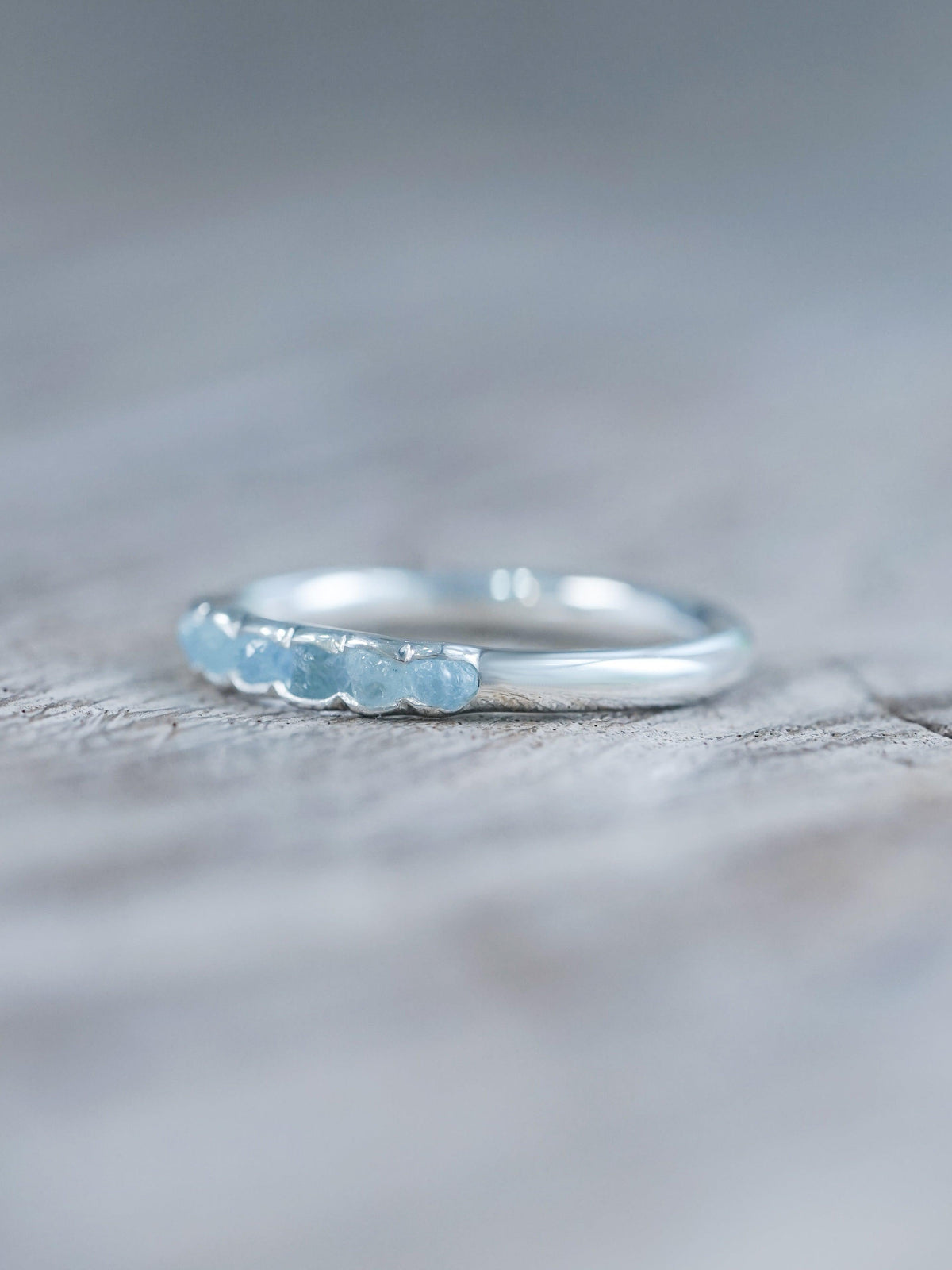 Rough Aquamarine Ring with Hidden Gems - Gardens of the Sun | Ethical Jewelry
