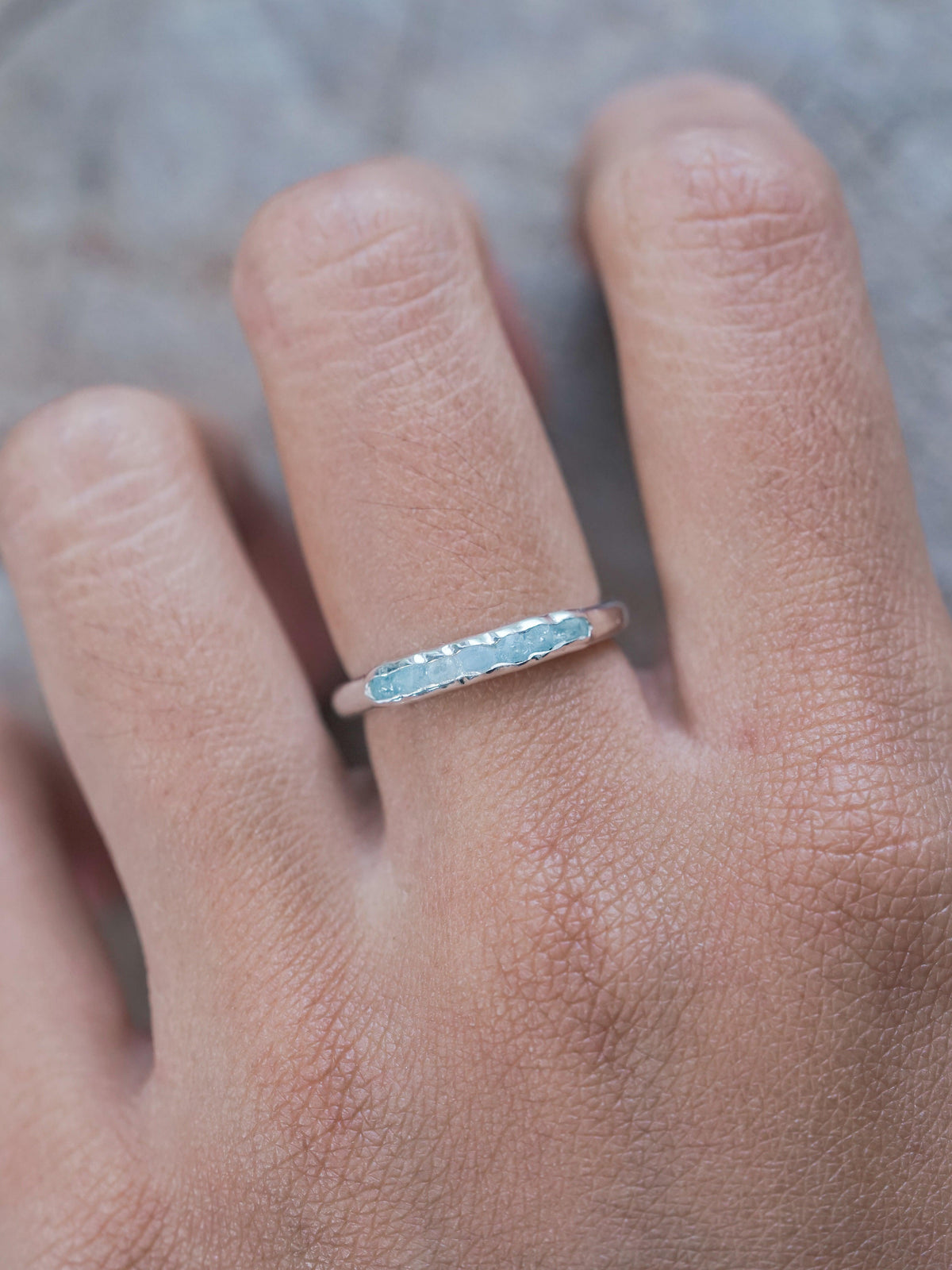 Rough Aquamarine Ring with Hidden Gems - Gardens of the Sun | Ethical Jewelry