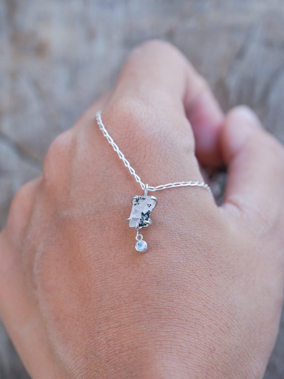 Rough Moonstone Necklace - Gardens of the Sun | Ethical Jewelry