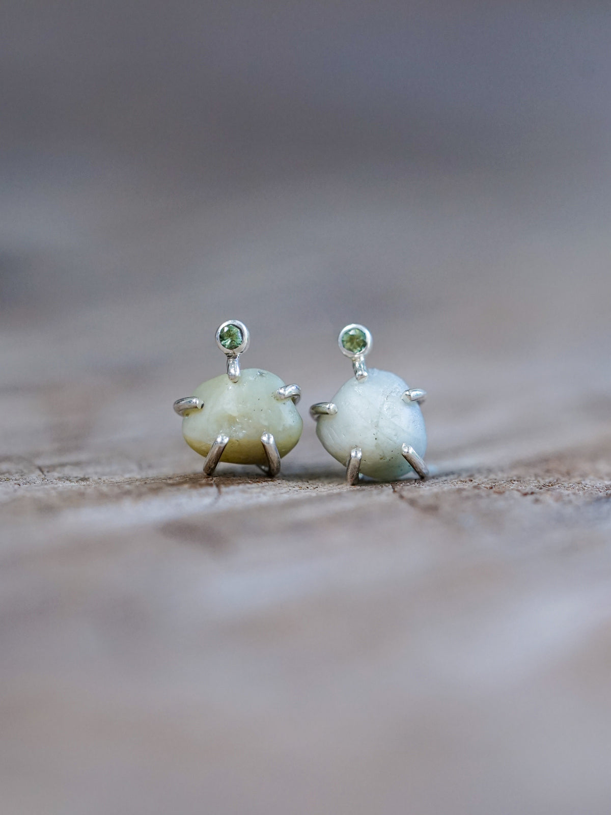 Rough Sapphire Stud Earrings - Gardens of the Sun | Ethical Jewelry