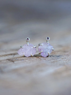 Raw Peridot and Opal stud earrings