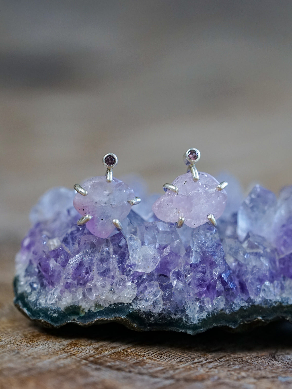 Rough Sapphire Stud Earrings - Gardens of the Sun | Ethical Jewelry