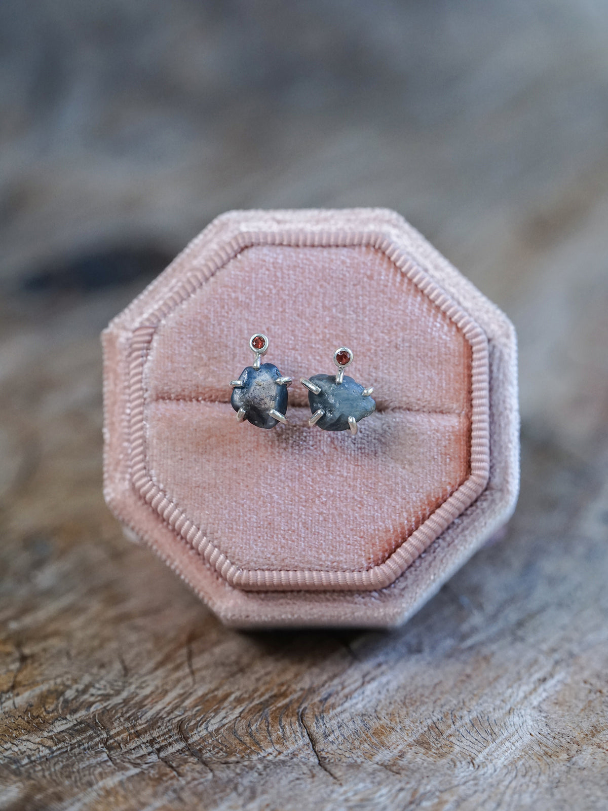 Rough Sapphire Stud Earrings - Gardens of the Sun | Ethical Jewelry