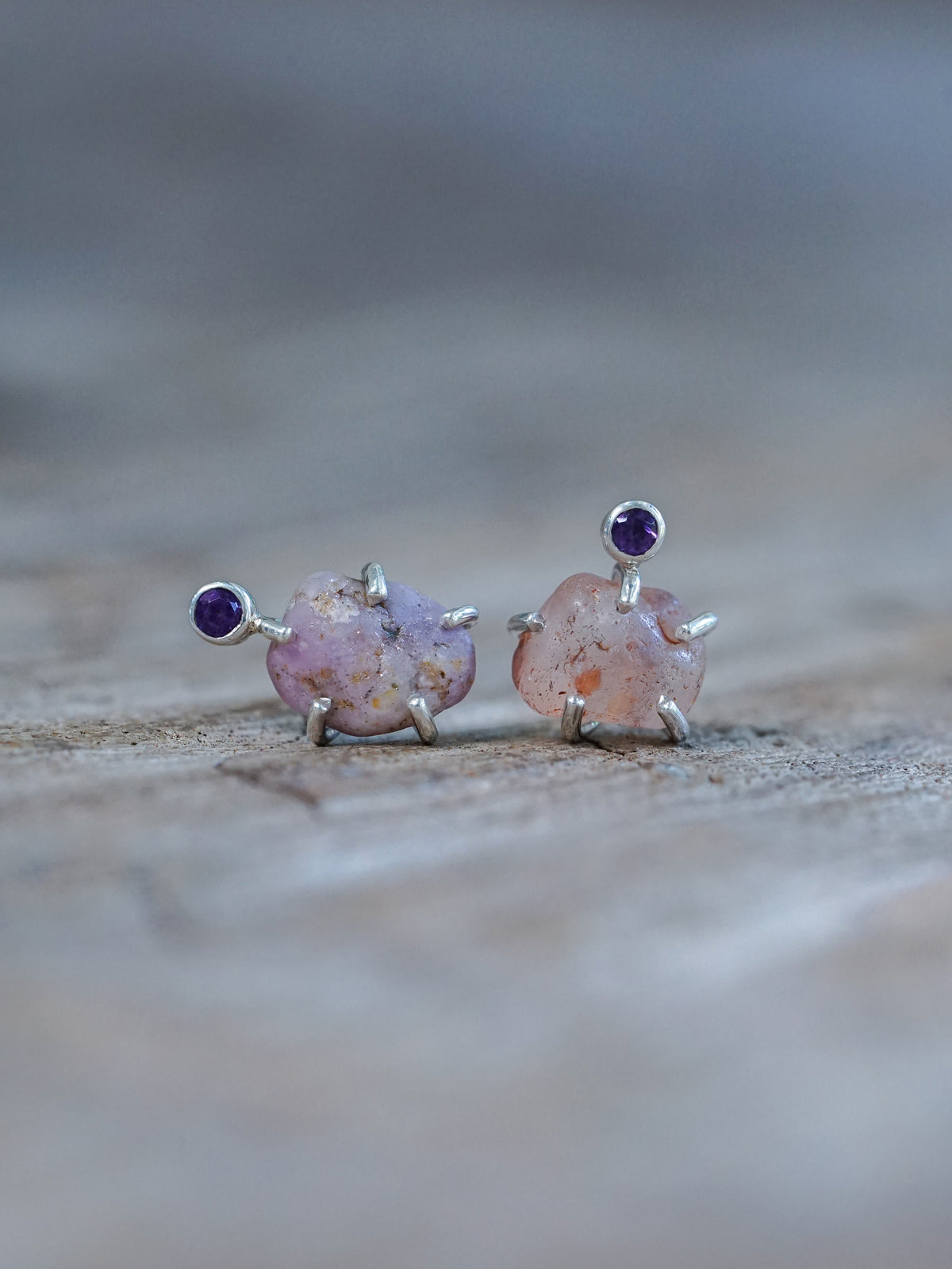 Rough Sapphire Stud Earrings - Gardens of the Sun | Ethical Jewelry