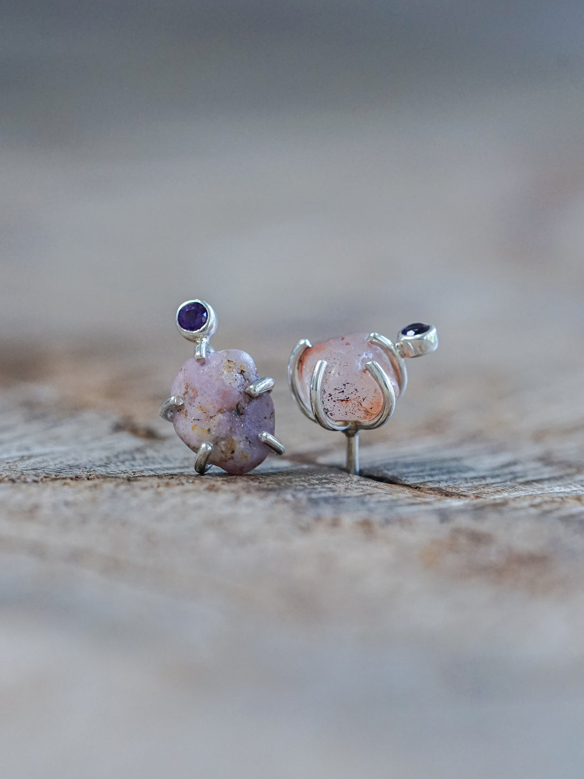 Rough Sapphire Stud Earrings - Gardens of the Sun | Ethical Jewelry