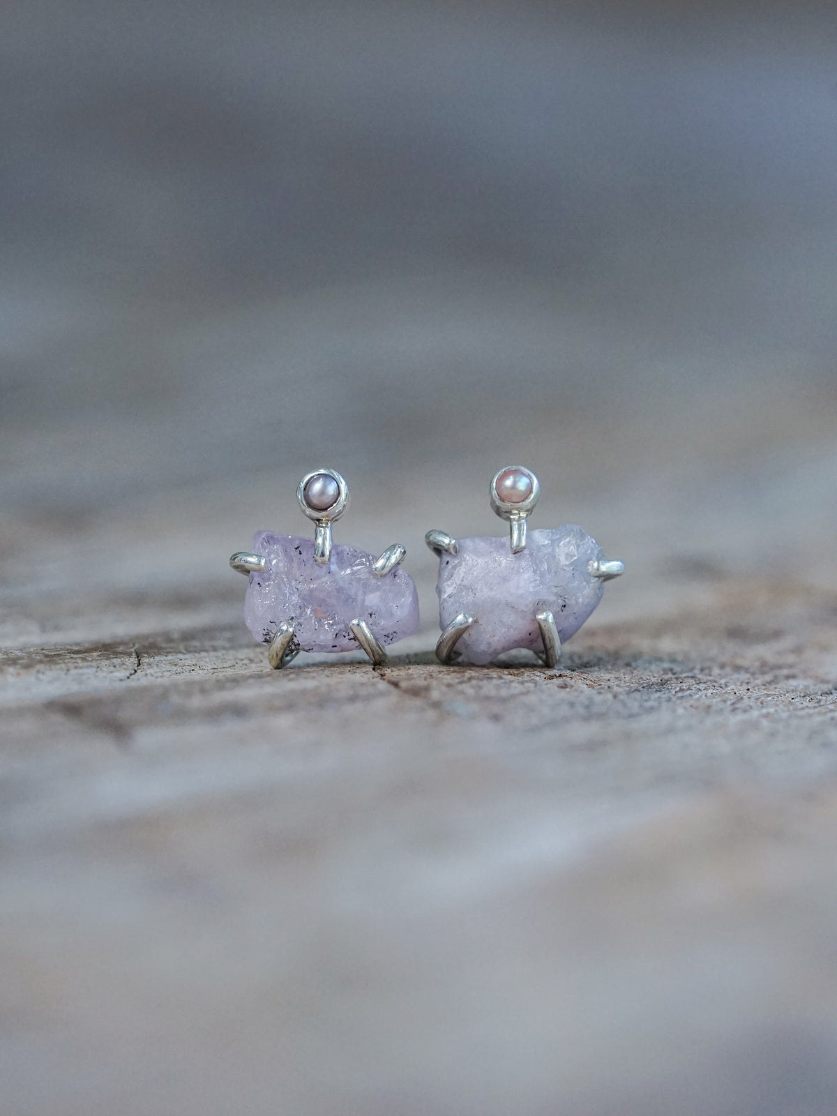 Rough Sapphire Stud Earrings - Gardens of the Sun | Ethical Jewelry