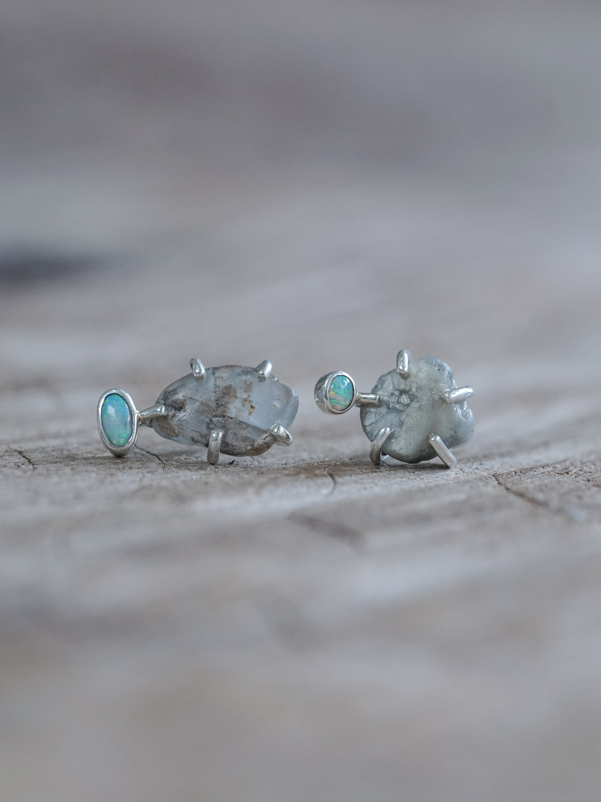 Rough opal earrings | Opal post earrings