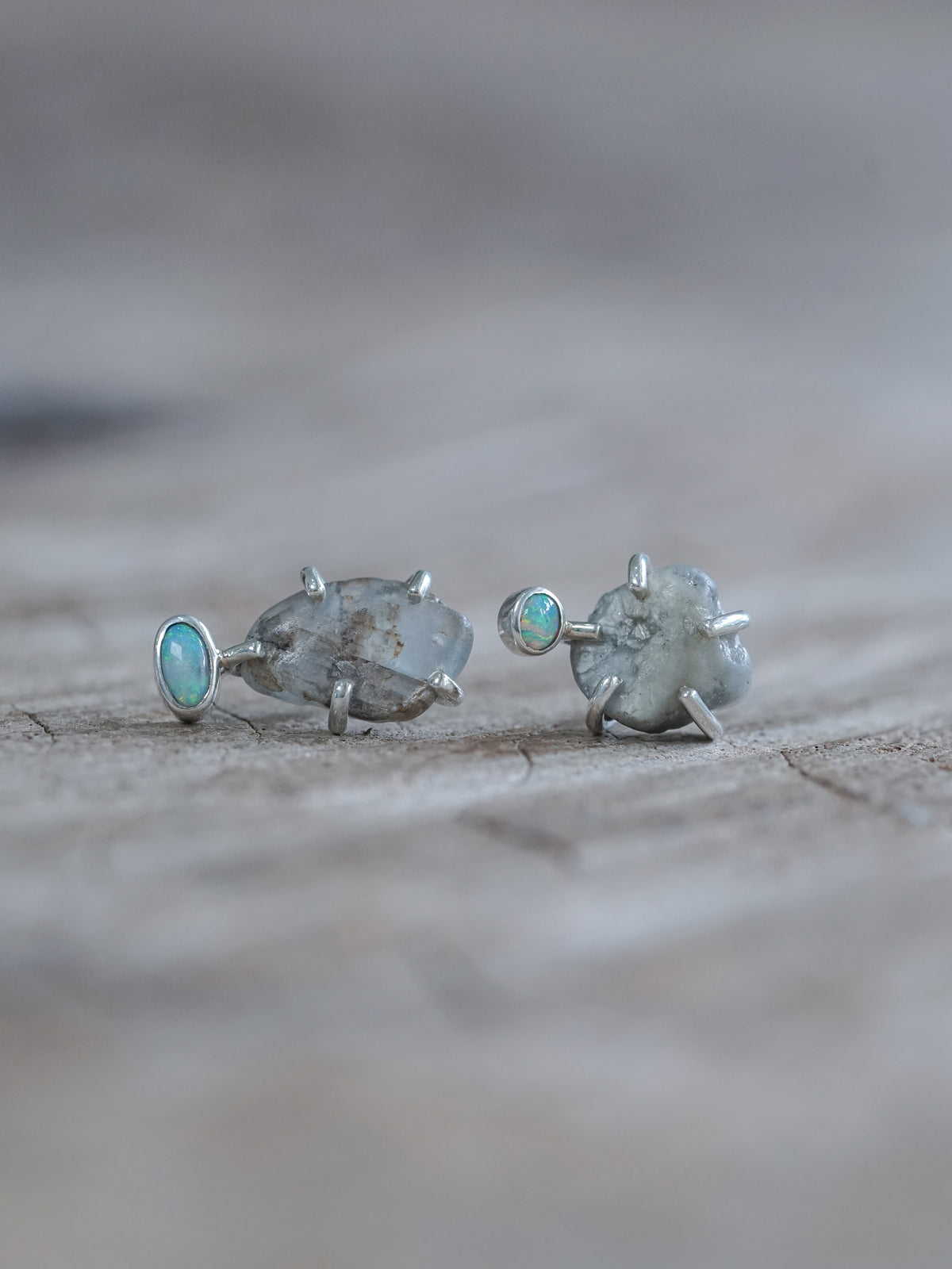 Rough Sapphire Stud Earrings - Gardens of the Sun | Ethical Jewelry