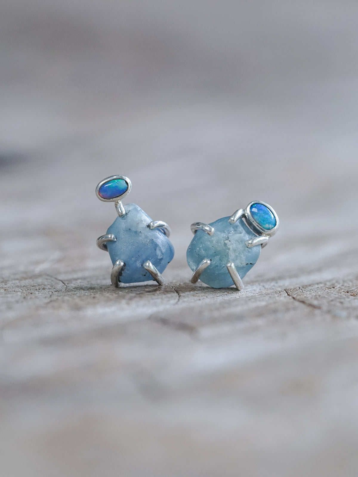 Rough Sapphire Stud Earrings - Gardens of the Sun | Ethical Jewelry