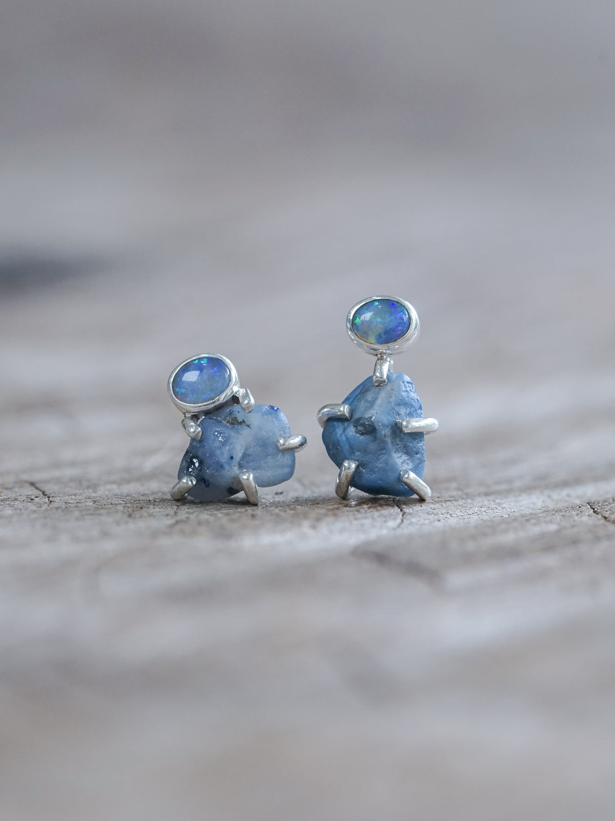 Rough Sapphire Stud Earrings - Gardens of the Sun | Ethical Jewelry