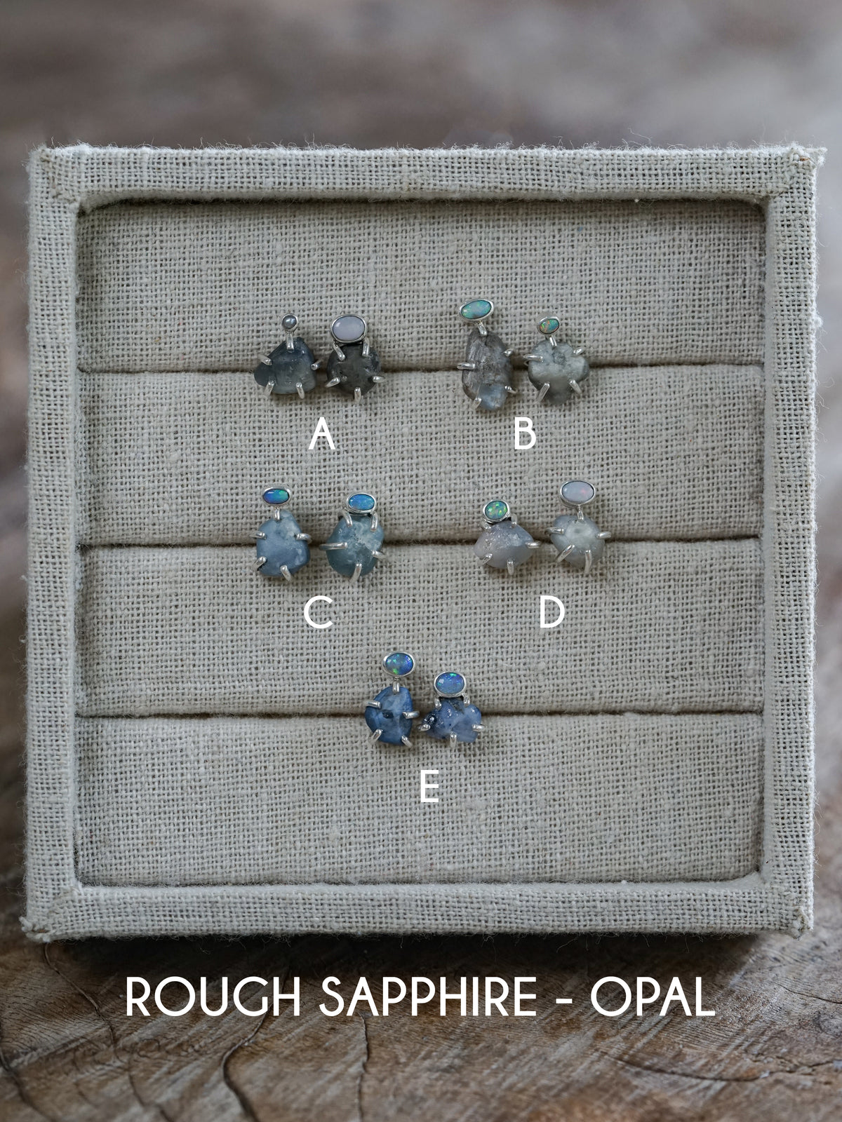 Rough Sapphire Stud Earrings - Gardens of the Sun | Ethical Jewelry