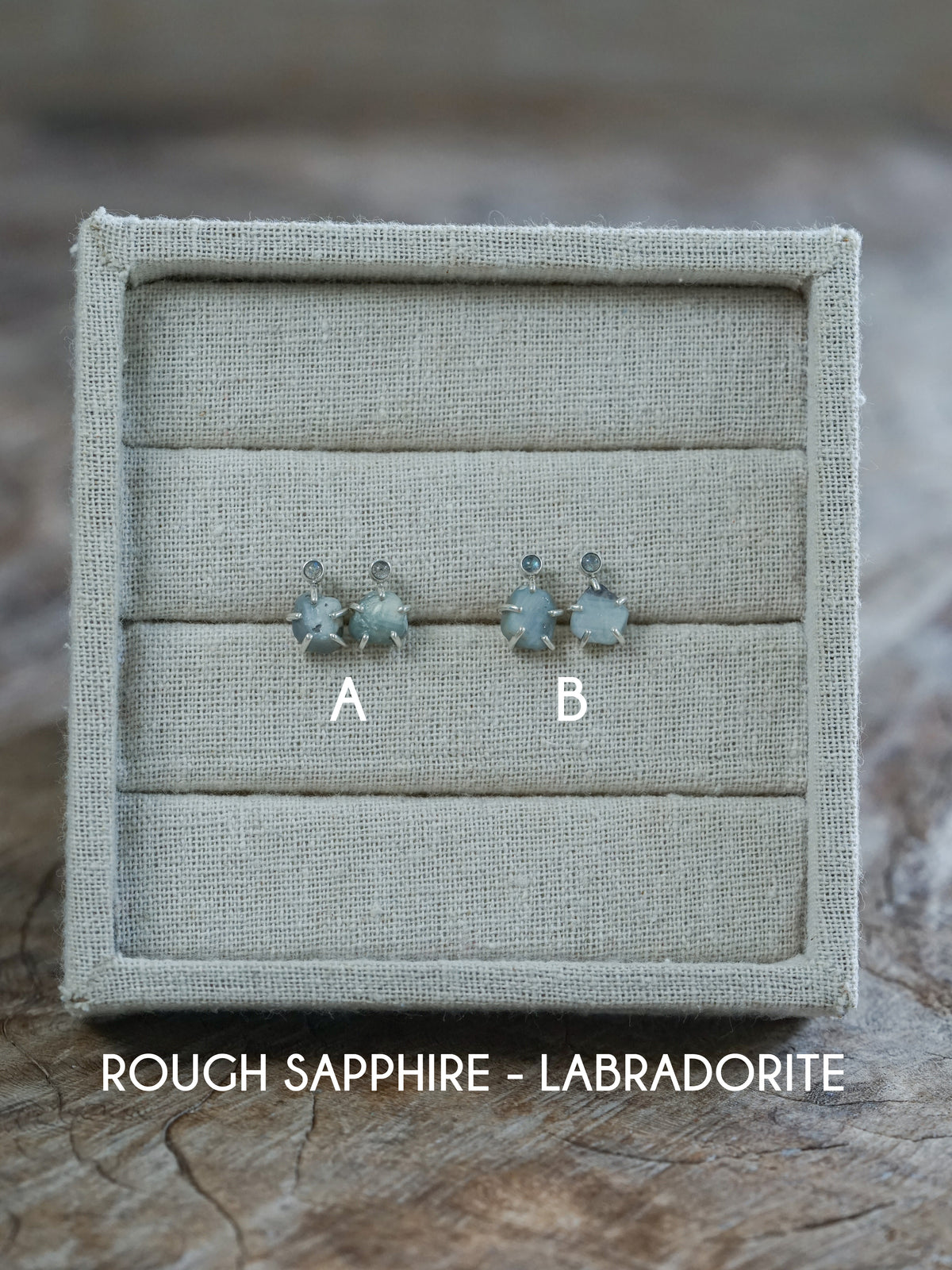 Rough Sapphire Stud Earrings - Gardens of the Sun | Ethical Jewelry