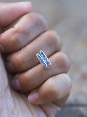 Rough Tanzanite Earrings with Hidden Gems