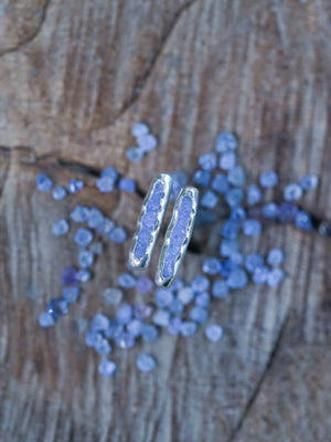 Rough Tanzanite Earrings with Hidden Gems