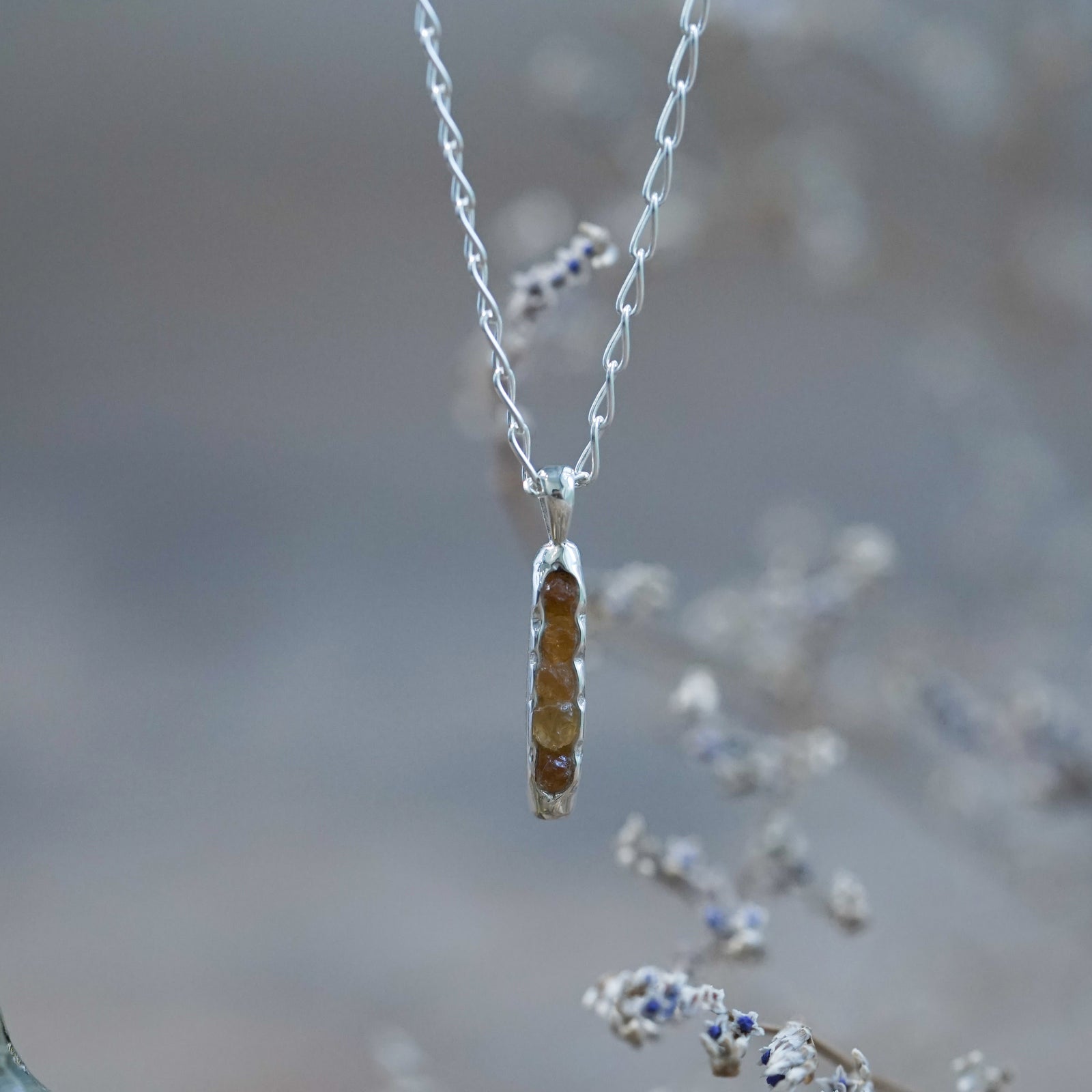 Rough Citrine Necklace with Hidden Gems in sterling silver
