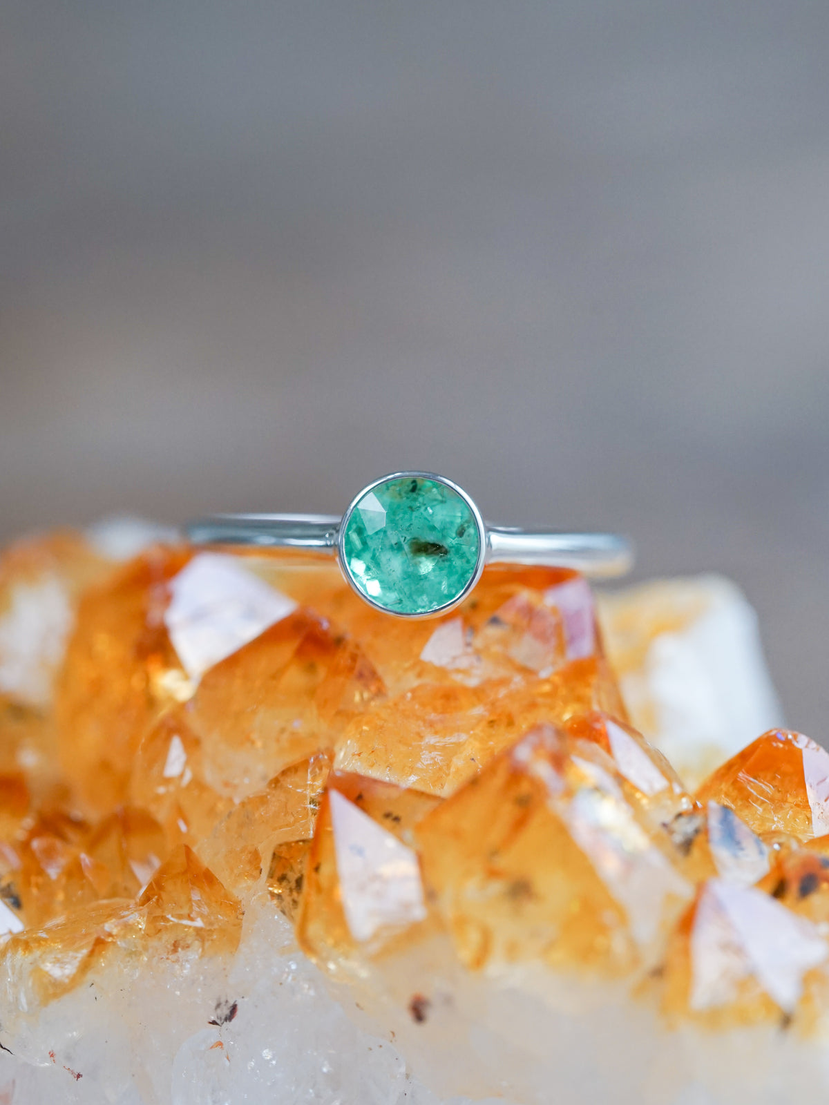 Round Emerald Ring - size 8