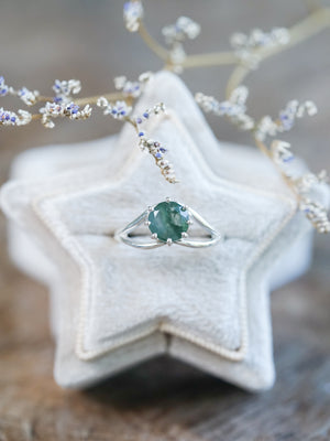 Round Moss Agate Ring