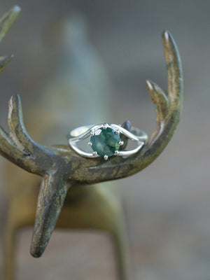 Round Moss Agate Ring