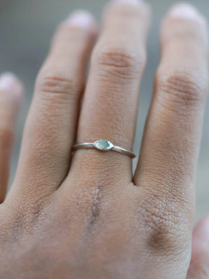 Blue Diamond Signet Ring in Sterling Silver