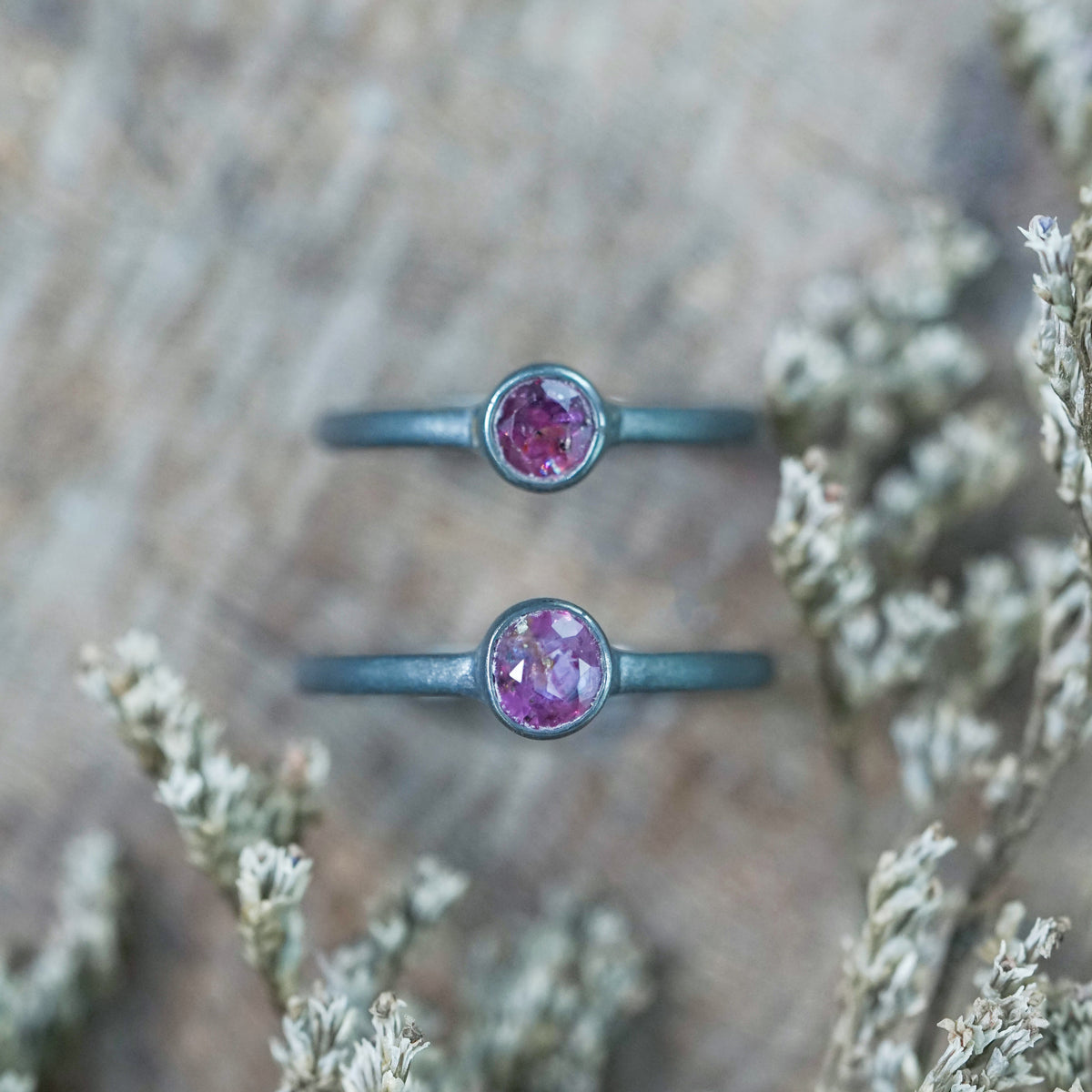 Ruby Ring in Black Silver