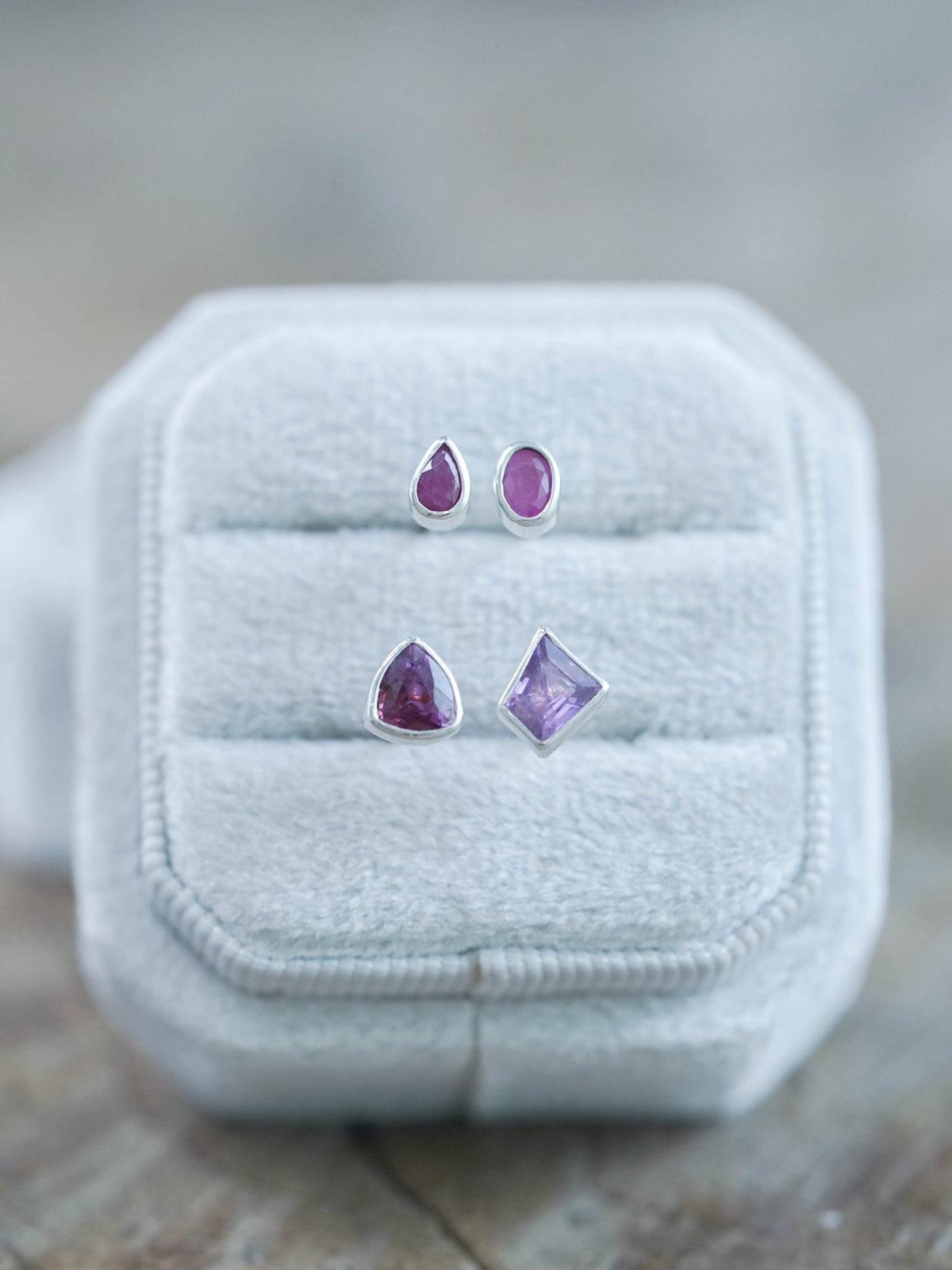 Ruby Stud Earrings in Silver