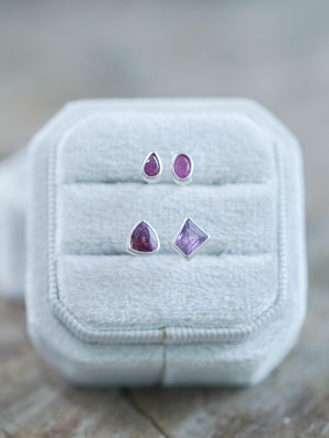 Ruby Stud Earrings in Silver