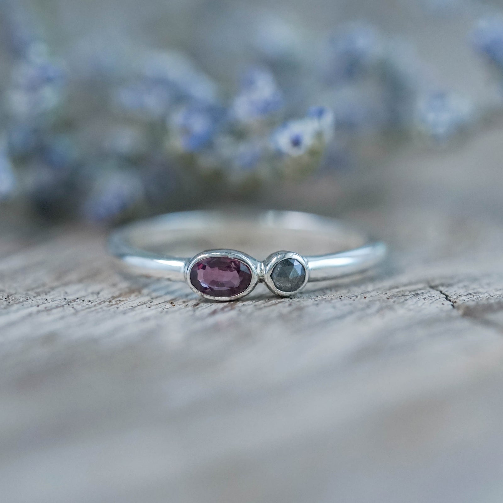 Ruby and Diamond Ring in recycled sterling silver