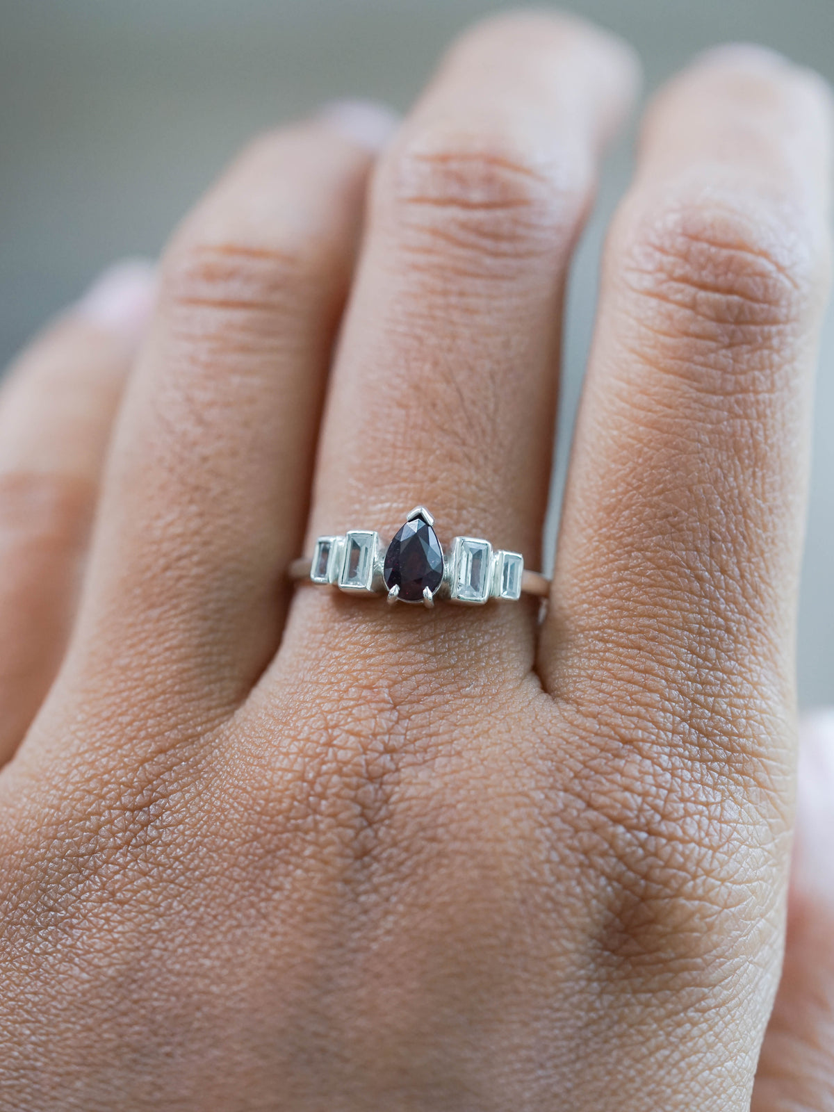 Ruby and Zircon Ring in Recycled Sterling Silver