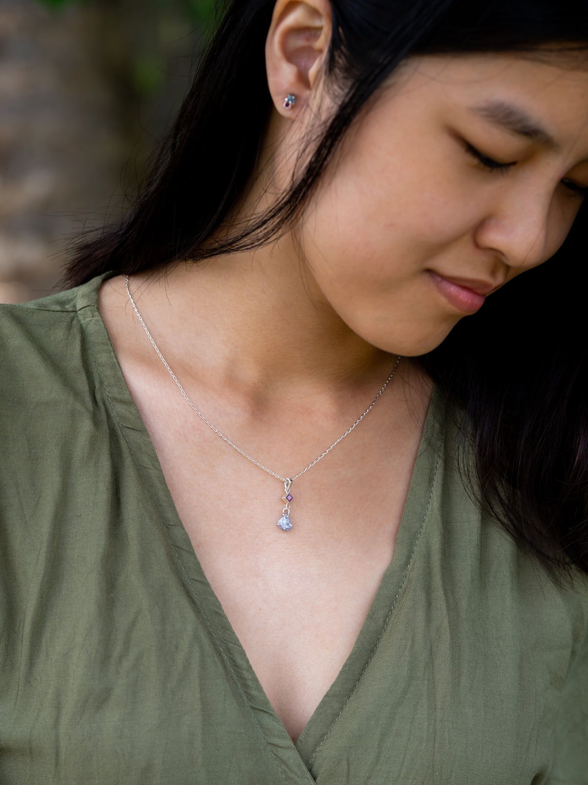 Ruby and Tanzanite Slice Necklace - Gardens of the Sun | Ethical Jewelry