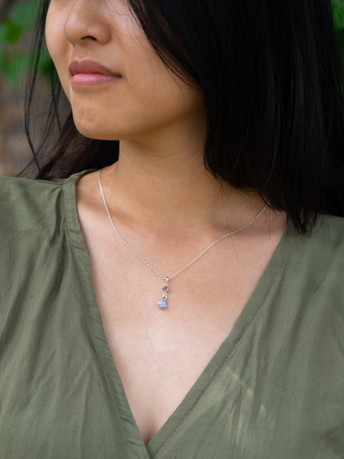 Ruby and Tanzanite Slice Necklace - Gardens of the Sun | Ethical Jewelry