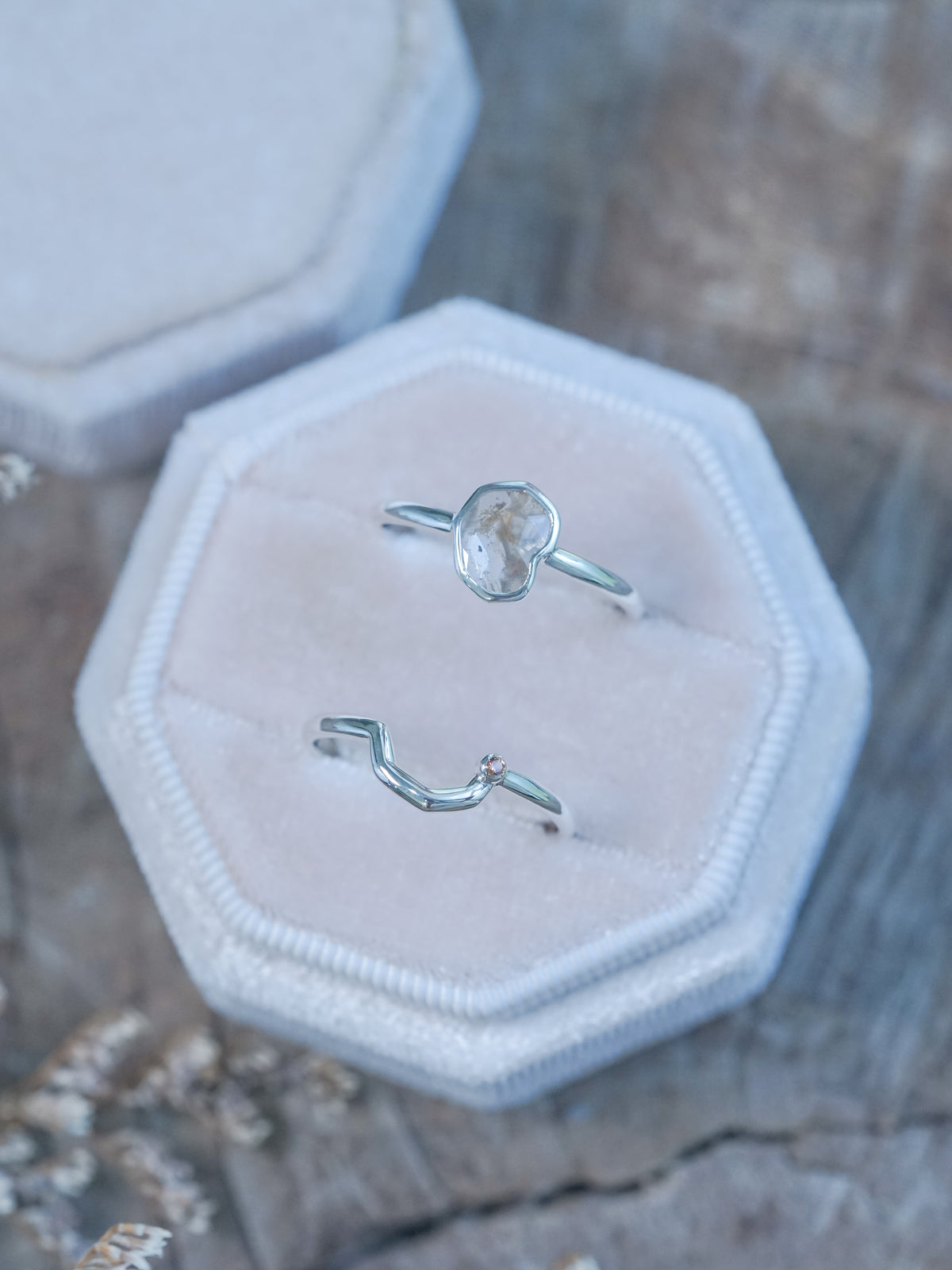 Rustic Diamond Slice Ring Set - Gardens of the Sun | Ethical Jewelry