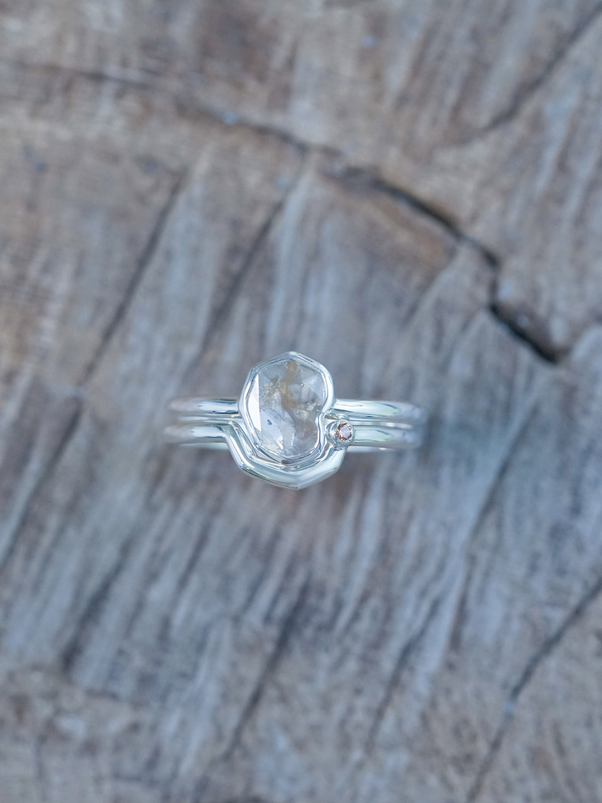 Rustic Diamond Slice Ring Set - Gardens of the Sun | Ethical Jewelry