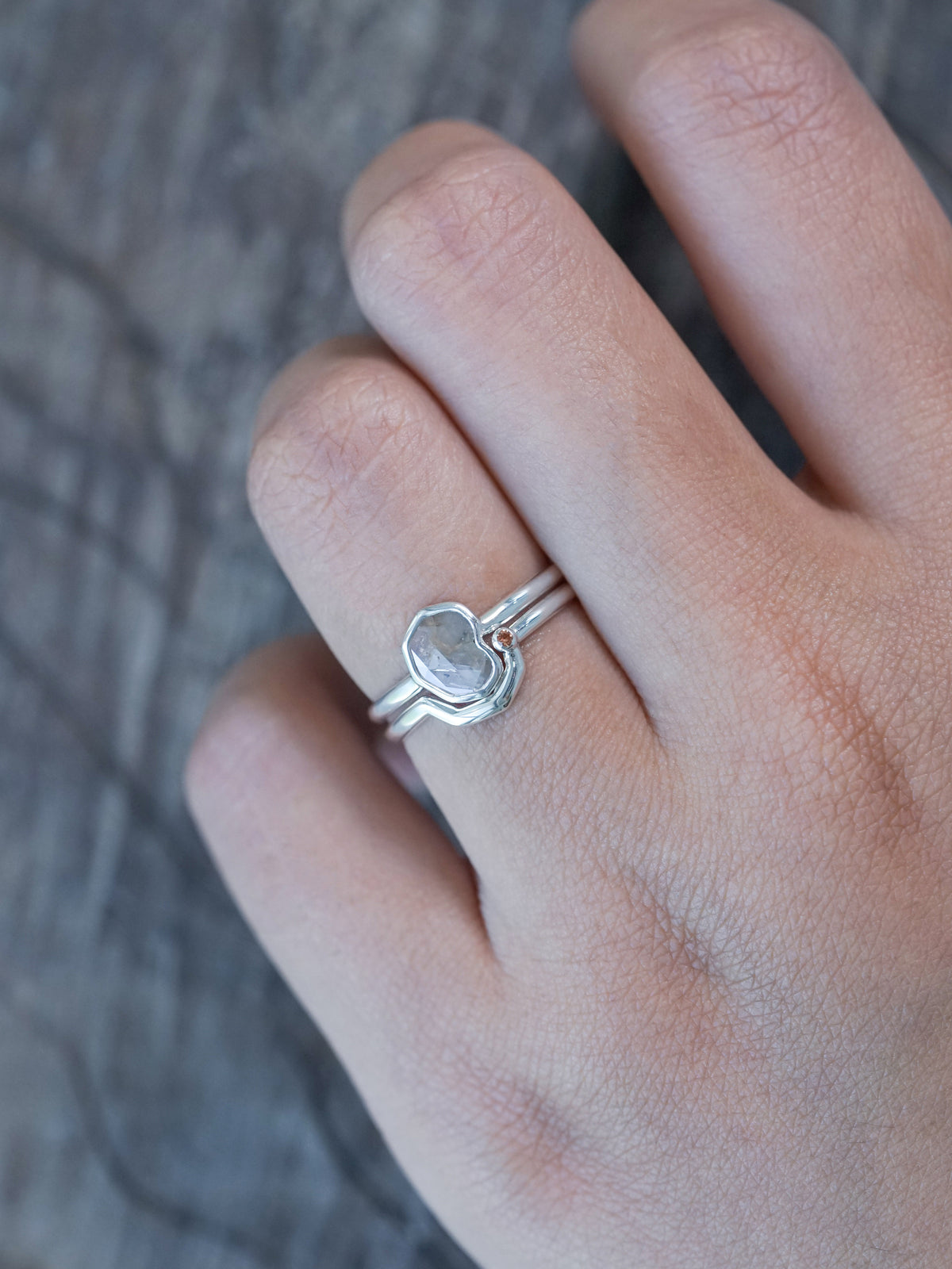 Rustic Diamond Slice Ring Set - Gardens of the Sun | Ethical Jewelry