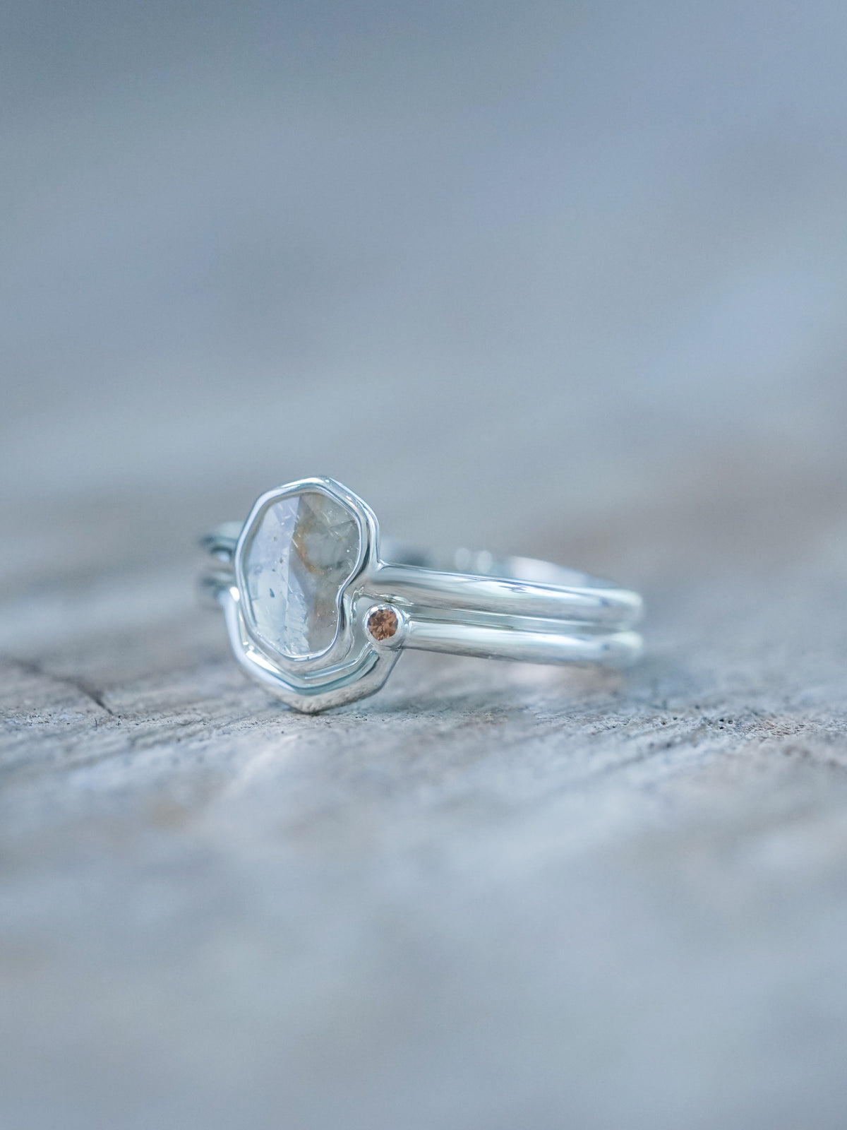 Rustic Diamond Slice Ring Set - Gardens of the Sun | Ethical Jewelry