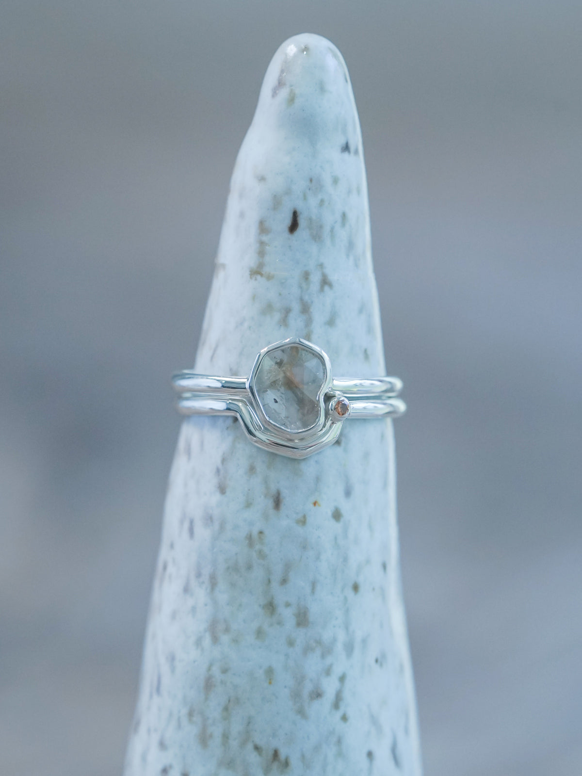 Rustic Diamond Slice Ring Set - Gardens of the Sun | Ethical Jewelry